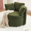 34"Teddy Fabric Round Swivel Backrest Chair,Comfy Upholstered Sofa Lounge Chair,360°Swivel Chair,Storage Swivel Chairs With 3 Pillows-Cuddlewood - 2 of 4