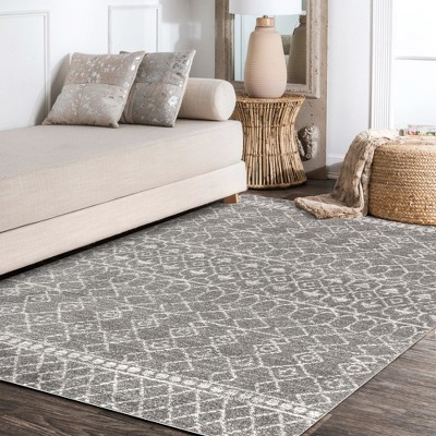 Gray and Ivory Moroccan Beni Souk Area Rug