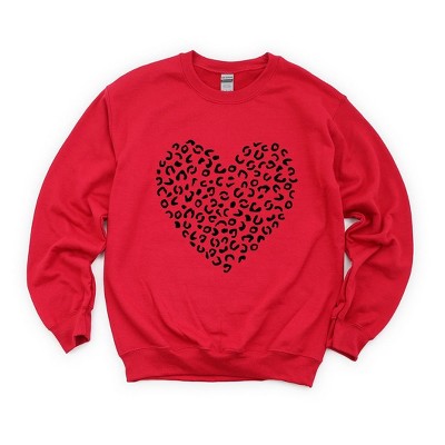 Simply Sage Market Women's Graphic Sweatshirt Valentine Leopard Heart