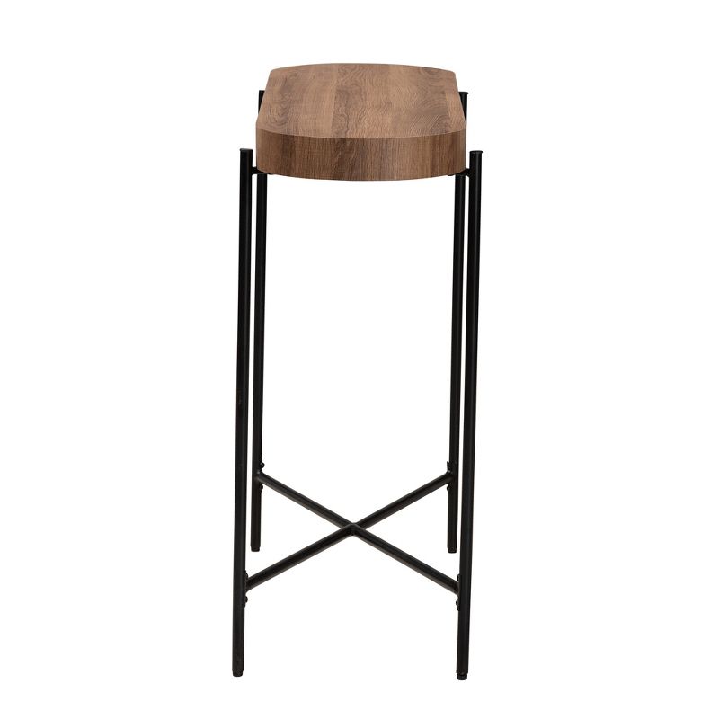Baxton Studio Savion Modern Industrial Walnut Brown Finished Wood and Black Metal Console Table, 4 of 8
