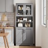 Acekool 67" Tall Bathroom Cabinet with Glass Doors, Adjustable Shelves & Storage – Gray Modern Cupboard for Kitchen, Pantry & Living Room - 4 of 4