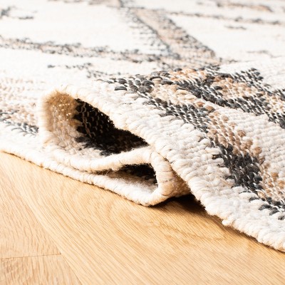 Handmade Black and Ivory Flat Woven Jute Area Rug, 27" x 10"