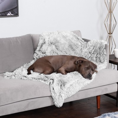 Large Mist Gray Faux Fur and Velvet Waterproof Pet Blanket