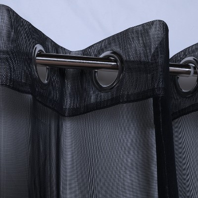 Black Light-Filtering Polyester Grommet Curtain Panel for Kitchen Windows