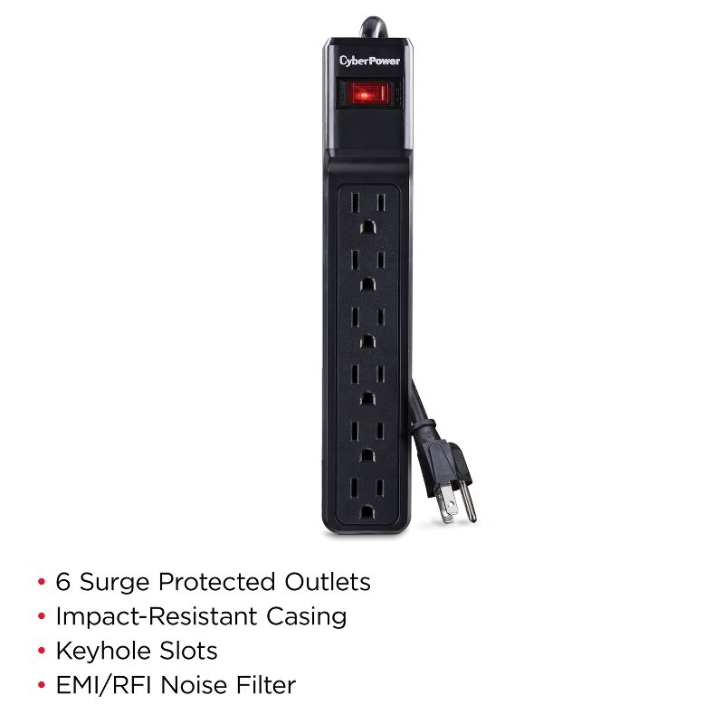 CyberPower® 6-Outlet Essential Surge Protector (4ft), 5 of 6