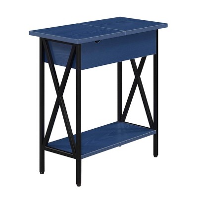 Tucson Flip Top End Table with Charging Station and Shelf Cobalt Blue/Black - Breighton Home