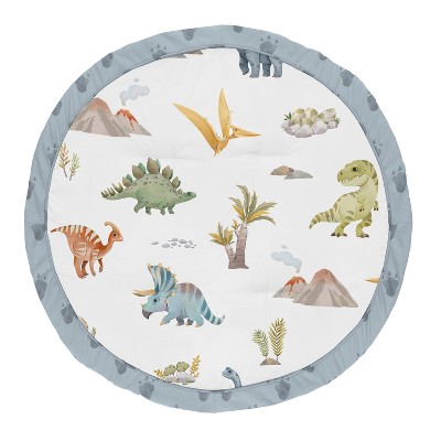 Image of Sweet Jojo Designs Boy Baby Tummy Time Playmat Watercolor Dinosaur Dino Multicolor