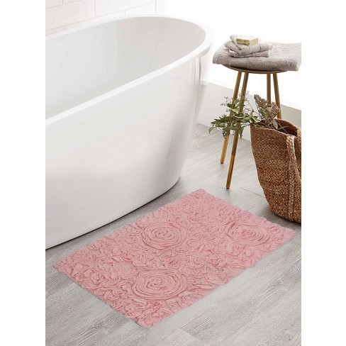 Home Weavers Inc Modesto Collection Pink Cotton 2 Piece Bath Rug Set