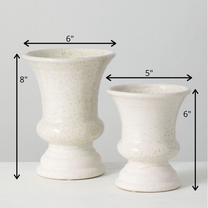 Sullivans Set of 2 Ceramic Vases 8"H & 6"H Off-White, 4 of 5