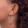 Black Bow Jewelry Red Agate Bead Drop Round Hoop Earrings in Stainless Steel - 35mm - 3 of 4