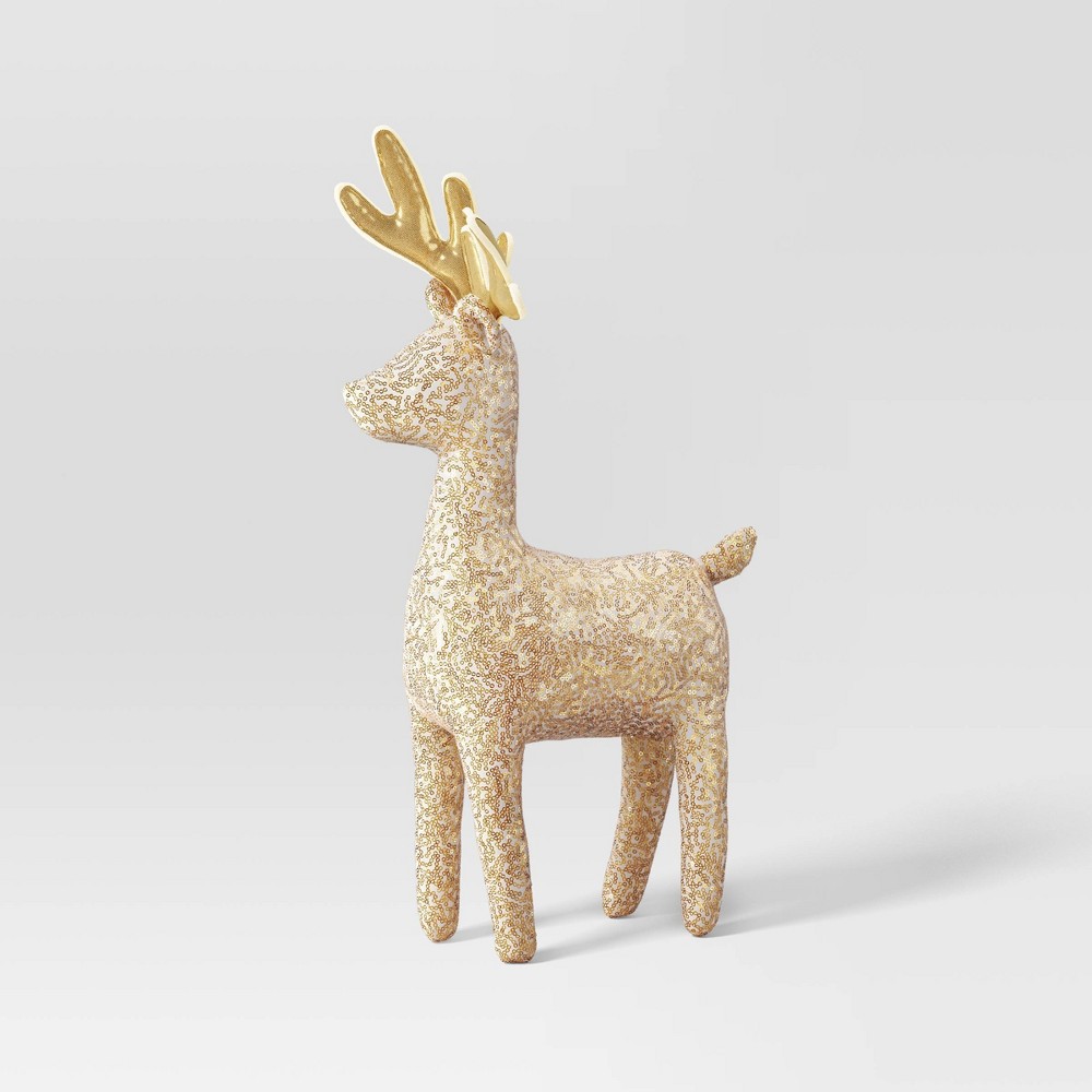 18" Sequined Fabric Deer Animal Sculpture - Wondershop™ Gold