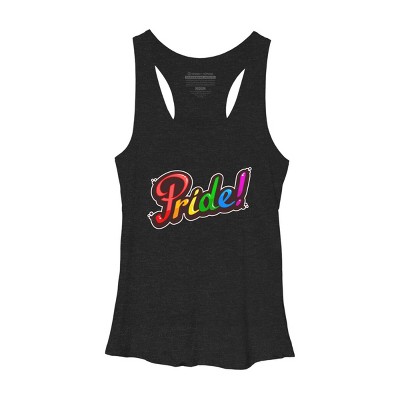 Adult Design By Humans Colorful Pride Rainbow Text By VectorKitchen Racerback Tank Top