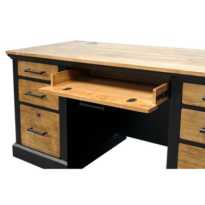 Black Transitional Executive Desk with Drawer and Filing Cabinet