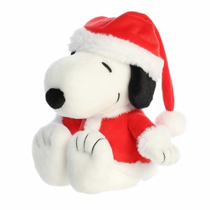 Aurora Medium Santa Snoopy Peanuts Festive Stuffed Animal White 12" - 1 of 4