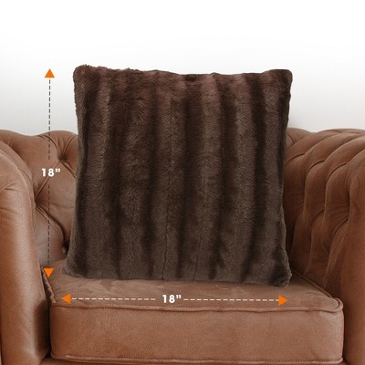 Chocolate Faux Fur 18x18 Decorative Pillow Cover