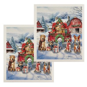 Briarwood Lane Holiday Cheer Dogs Swedish Dishcloth (2-pack) - 1 of 4