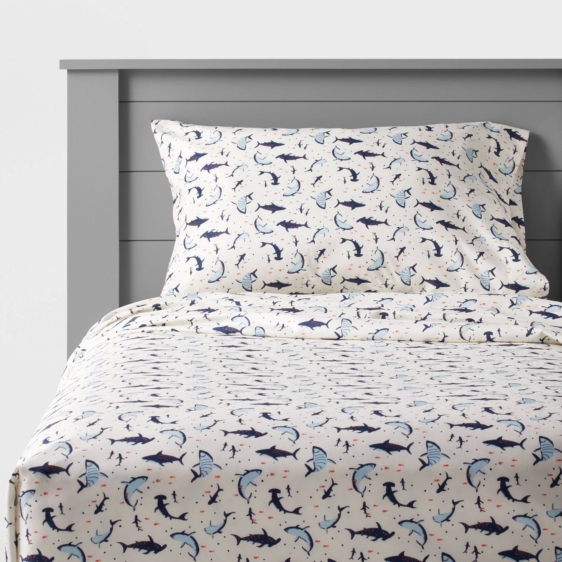 Twin Shark Microfiber Kids' Sheet Set - Pillowfort™: Ocean Theme, 3-Piece, Blue, OEKO-TEX Certified, Twin Size