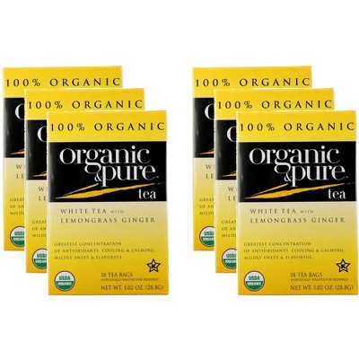 Organic & Pure Tea White Lemongrass Ginger Organic - Pack of 6 - 18 bags