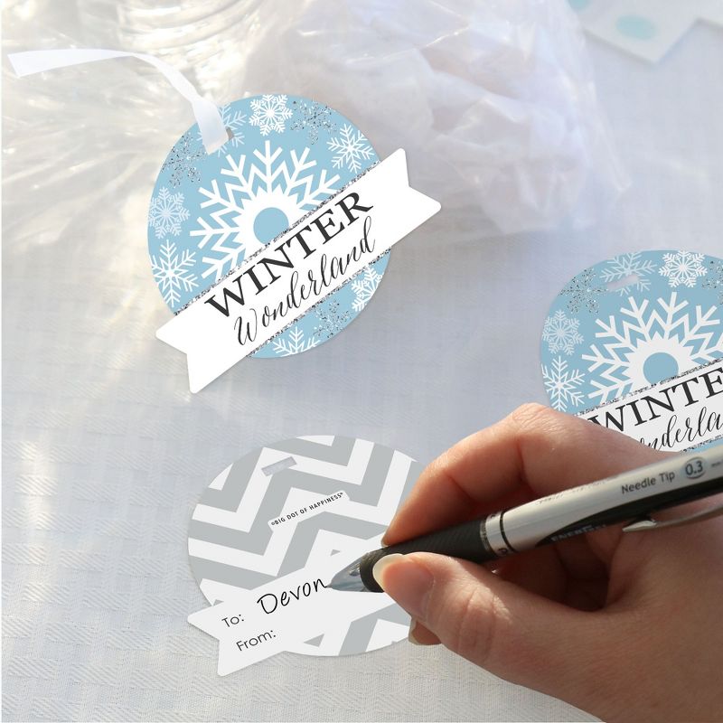 Big Dot of Happiness Winter Wonderland - Snowflake Holiday Party and Winter Wedding Clear Goodie Favor Bags - Treat Bags With Tags - Set of 12, 3 of 9