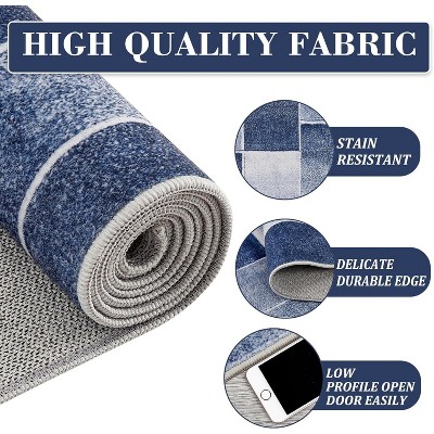 Acekool Modern Geometric Area Rug, Large Blue Patchwork Throw Carpet, Low Pile Non-Slip Indoor Rug for Living Room, Bedroom, Dining Room, Office