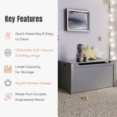 Sturdis Gray MDF Wooden Toy Box with Gloss Finish