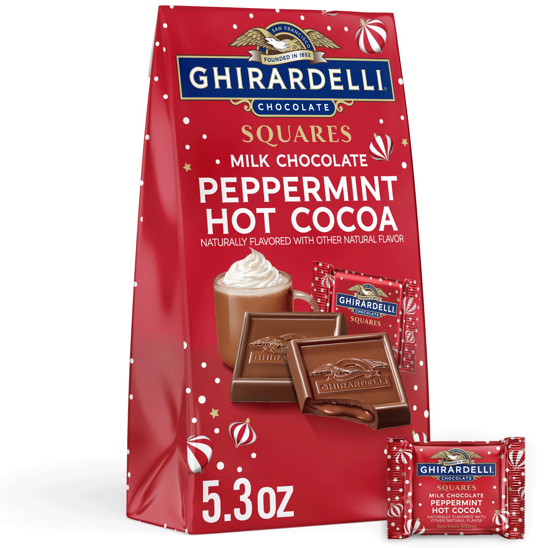 Ghirardelli Christmas Milk Chocolate Peppermint Hot Cocoa Squares - 5.3oz