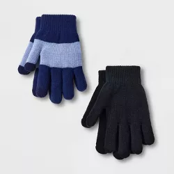 Kids' 2pk Striped Gloves - Cat & Jack™ Blue