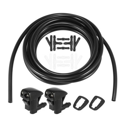 Unique Bargains Front Windshield Washer Hose Kit Fit for Toyota Prius with Washer Fluid Hose 3 Meter Black Pack of 15 with 12 Pcs Hose Connectors