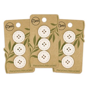 Dritz 20mm Recycled Cotton Round Stitch Buttons Natural: Beige Sewing Fasteners, 9 Pieces, Plastic Material - 1 of 4