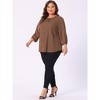 Agnes Orinda Women's Plus Size Stylish Tie Neck 3/4 Ruffle Sleeves Work Office Blouses - 3 of 4