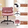 GustoWave Cross Legged Office Desk Chair with Wheels, Modern Armless Desk Chair with Wide Seat, Home Office Chairs, Teddy Velvet - 3 of 4