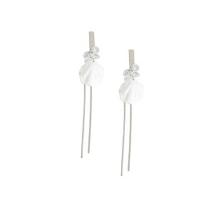 SOHI Women's Pearl White Petal Chain Drop Earrings - 1 of 4