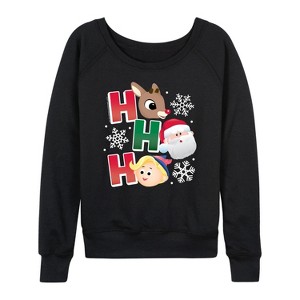 Women's - Rudolph - Rudolph Ho Ho Ho Lightweight French Terry Wide Neck Long Sleeve Graphic Shirt - 1 of 4
