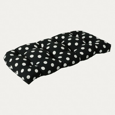 Polka Dot Outdoor Wicker Loveseat Cushion - Pillow Perfect