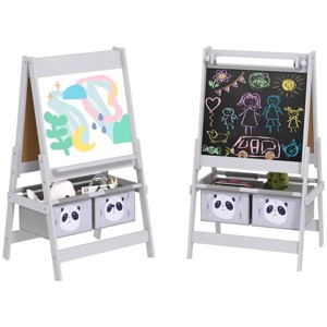 Art Easel for Kids with Paper Roll, Blackboard, Whiteboard, Storage - 1 of 4