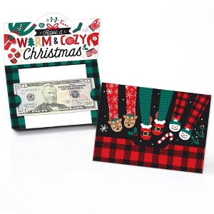 Big Dot of Happiness Christmas Pajamas - Holiday Plaid PJ Party Money And Gift Card Holders - Set of 8 - 1 of 4