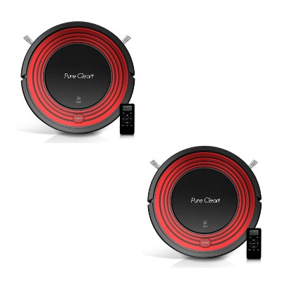 Pyle PUCRC95.5 PureClean Smart Automatic Programmable Robot Vacuum Home Cleaning System for All Indoor Floor Surfaces, Red (2 Pack)