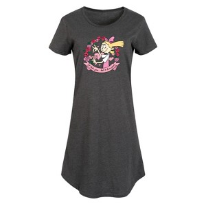 Women's Hey Arnold! Valentine's I Love You Graphic T-shirt Dress - Heather Charcoal - Large - 1 of 4