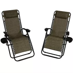 Sunnydaze Oversized Folding Fade-Resistant Outdoor XL Zero Gravity Lounge Chairs with Pillow and Cup Holder