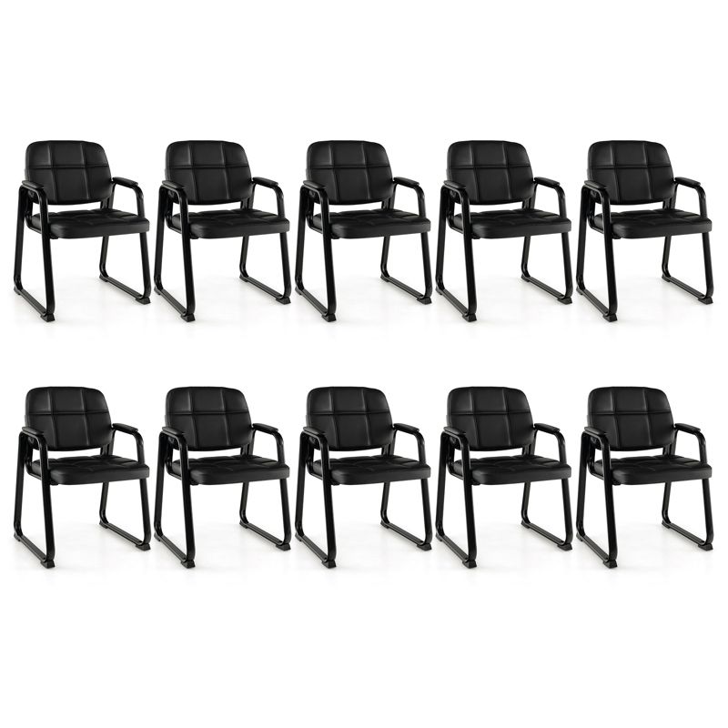 Costway Waiting Room Chair Set of 2/4 Upholstered Guest Conference Chair with Armrest Black, 1 of 10