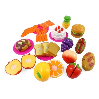Insten Play Food Set for Pretend Kitchen, Fruits & Fast Food Playset For Kids