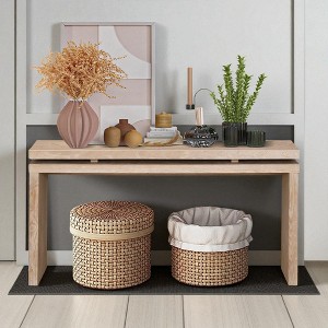 Mshliw Farmhouse Console Table with Double Board Suspension Design, 60" Wooden Entryway and Sofa Table with Storage, for Living Room or Bedroom - 1 of 4