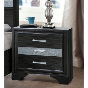 Royal Hampton Two Tone Wooden Nightstand With Three Drawers, Black And Silver - 1 of 1