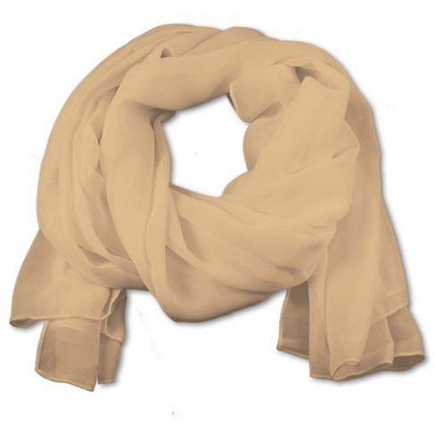 Thedappertie Women's Tan Solid Color 18 W X 60 L Chiffon Scarf