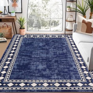 coucheta Washable Area Rug for Living Room, Multi-size Modern Bordered Non Slip Stain Resistant Non Shedding Low Pile Carpet, for Bedroom, Dining - 1 of 4