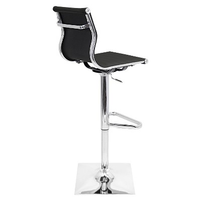 Contemporary Black Faux Leather Adjustable Swivel Bar Stool
