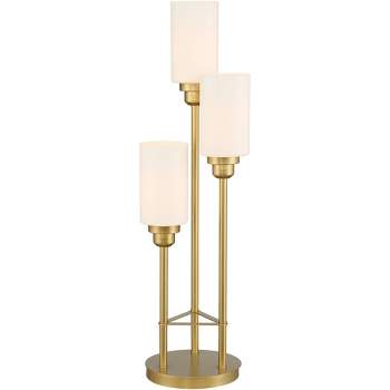360 Lighting Malone Modern Tree Table Lamp 30 1/2" Tall Brass Metal 3 Light White Glass Shades for Bedroom Living Room Bedside Nightstand Office Kids