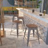 Emma and Oliver 4 Pack 24" High Backless Clear Coated Metal Counter Height Stool - Square Wood Seat - 2 of 3