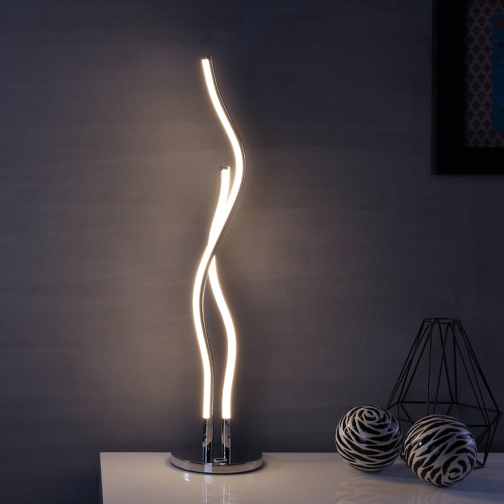 Photos - Floodlight / Street Light 26.25" Cairo Table Lamp Silver with Integrated LED - JONATHAN Y: Energy Efficient, Modern Design