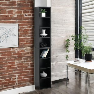 Alilang 11.60 Inch Slim Tall Storage Shelf Unit with Eight Adjustable Compartments - Black - 1 of 4